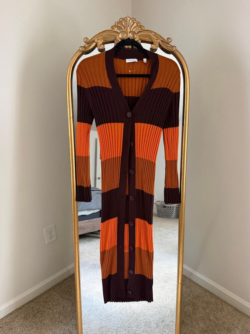 Equipment Verelle Augerine Bis Multi Striped Cardigan Duster Sweater Dress